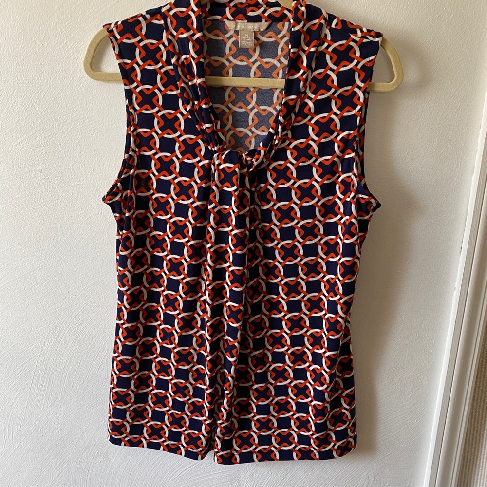 Banana Republic Navy Print Blouse Size M